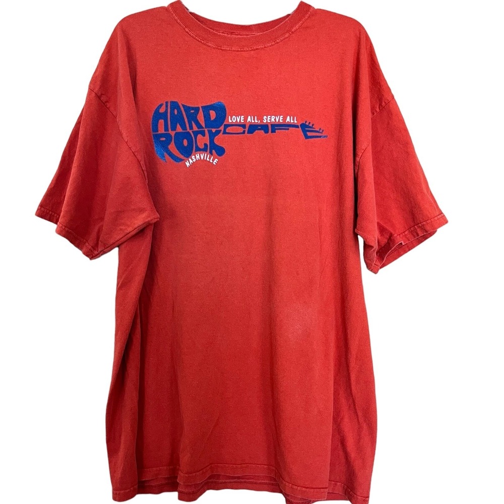 Hard Rock Cafe Nashville Tshirt XL Orange Blue Music City Love All Serve All